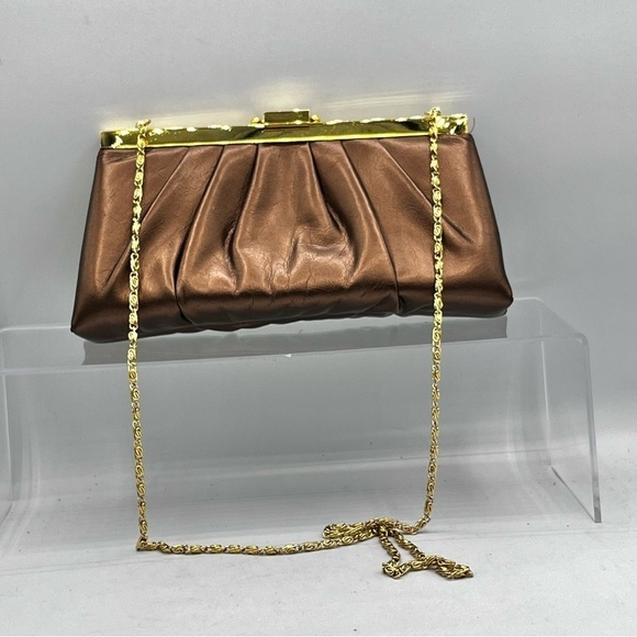 GUNNE SAX Clutch & Chain Bronze Gold Hardware Formal Prom Wedding - Picture 2 of 11